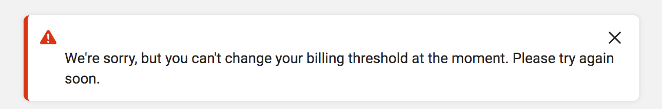 Facebook Ads - Unable to change billing threshold