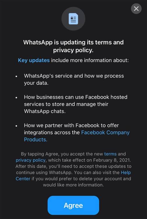 WhatsApp Privacy Policy Update Notification
